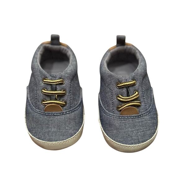 ⭐️ Gap Baby Chambray Slip On Soft Bottom Blue & White Sneakers Size 6-12 Months - Picture 1 of 7